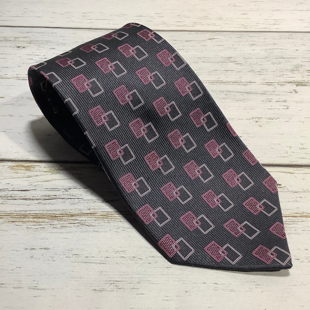 Bresciani 100% Silk Neck Tie Purple Geometric